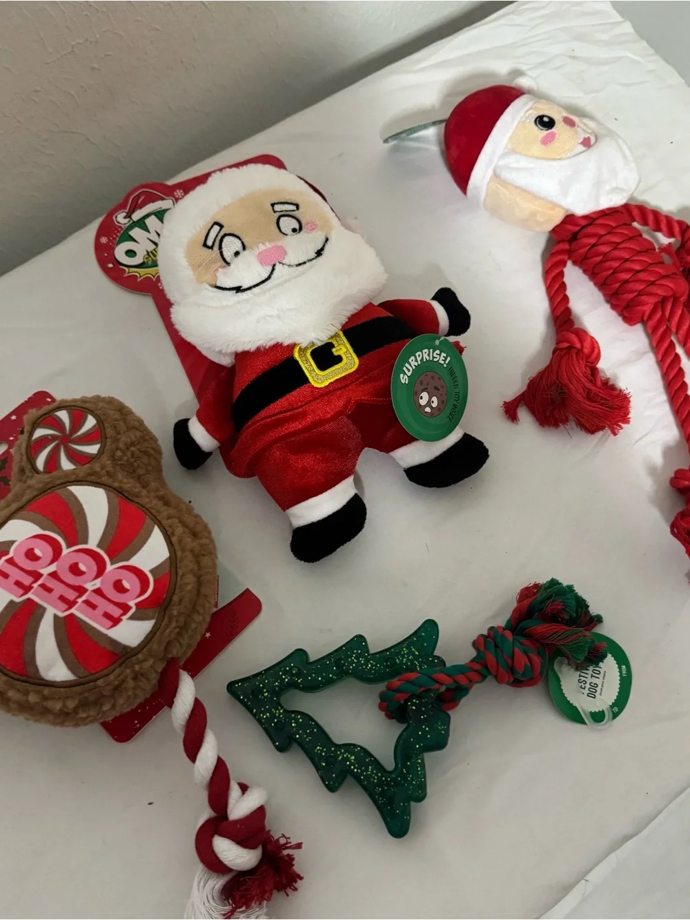 Disney Red Santa Plush Dog Toy Rope and Holiday Accessories Bundle of (4) NWT